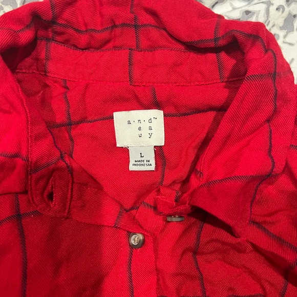 a.n.d eawy red and black button down long sleeve shirt size L - Picture 8 of 10